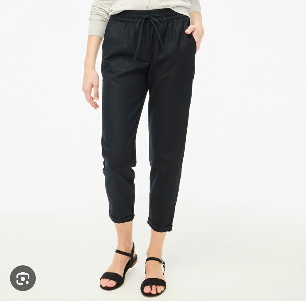 J.Crew Linen-cotton blend drawstring pant